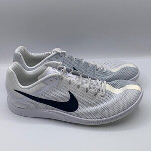 Nike Zoom Rival Shoes Mens White Silver Black Track DC8725-100 Size 12 W/SPIKES